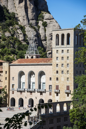 MONTSERRAT, CATALONIA, SPAIN - JULY 05, 2017: Benedictine abbey Santa Maria de Montserratのeditorial素材