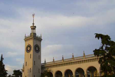 The clock tower of the Sochi railway station