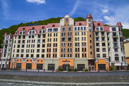 ROSA KHUTOR, KRASNODAR KRAI / RUSSIA - MAY 11, 2013: Rosa Khutor Alpine Resortのeditorial素材