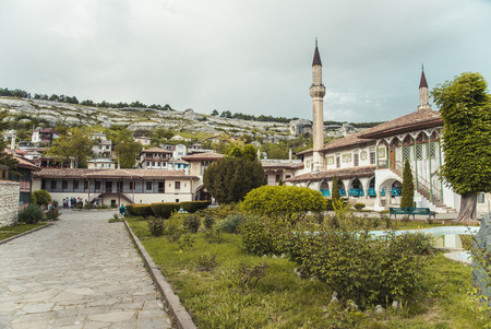 BAKHCHISARAY, CRIMEA - MAY 13, 2017: Palace Square in the Khan's Palace, built in the 16th century. ...