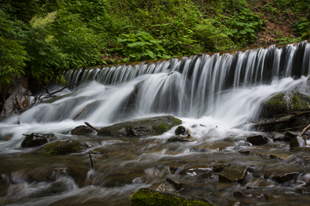 A small mountain stream in the Carpathian mountainsの写真素材