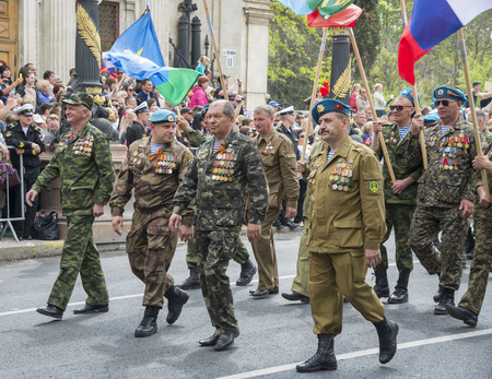 SEVASTOPOL / CRIMEA - MAY 09, 2017: Veterans on the Victory Day paradeのeditorial素材