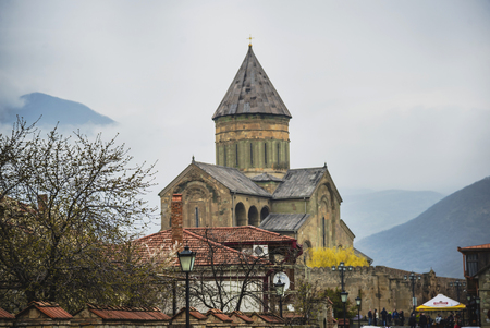MTSKHETA, GEORGIA - 29 MARCH 2018: Svetitskhoveli Cathedral is an Eastern Orthodox cathedral located...
