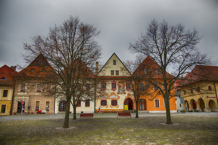 BARDEJOV / SLOVAKIA - OCTOBER 27, 2018: Historic old square in Unesco town Bardejov