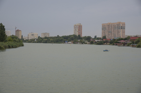 The river Kuban in the Krasnodar city, Russiaの写真素材