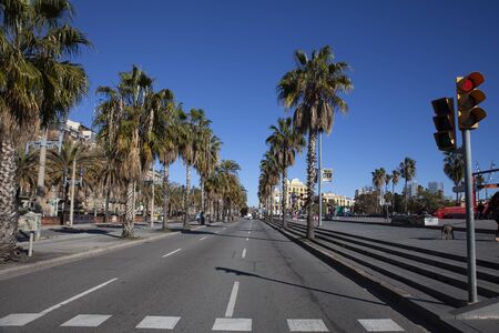 BARCELONA, CATALONIA / SPAIN - 24 JANUARY, 2019: City landscape, Passeig de Colom in Barcelona