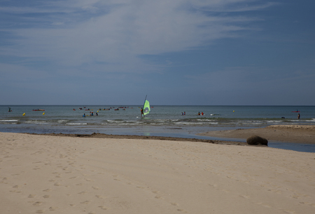 VILANOVA I LA GELTRU, SPAIN - JUNE 14, 2018: Coast of the Mediterranean Sea, Spainのeditorial素材