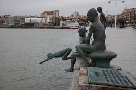 SANTANDER, CANTABRIA / SPAIN - JANUARY 25,2019: Los Raqueros Bay Sculptures by spanish artist Jose Cobo in Santanderのeditorial素材