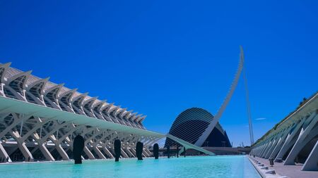 VALENCIA, VALENCIA / SPAIN - AUGUST 08, 2019: City of Arts and Sciences - cultural and architectural complex in the city of Valencia, Spain.のeditorial素材