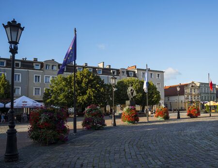 WEJHEROWO, POMERANIAN VOIVODESHIP / POLAND - JULY 26, 2018: Market Square in the townのeditorial素材