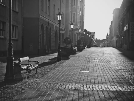 WEJHEROWO, POMERANIAN VOIVODESHIP / POLAND - JULY 26, 2018: Old townhouses on the Jana Sobieskiego Streetのeditorial素材