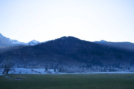 Winter morning in the mountains. Triglav National Park. Julian Alps in Slovenia, Europeの写真素材