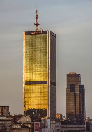 WARSAW / POLAND - SEPTEMBER 28, 2016: View of the center of Warsaw at sunriseのeditorial素材