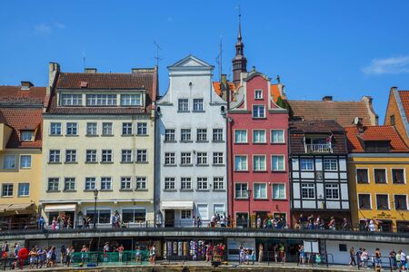 GDAÅƒSK / POLAND - 28 JULY, 2018: Old town of Gdansk, Dlugie Pobrzeze and Motlawa River