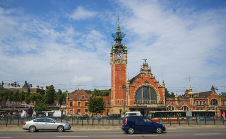 GDAÅƒSK / POLAND - 28 JULY, 2018: Old town of Gdansk. The building of the main station in Gdansk