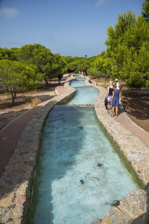 TORREVIEJA, ALICANTE PROVINCE / SPAIN - JULY 19, 2017: Molino de Agua Park. Water complex with...