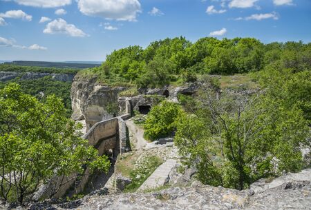 Chufut-Kale, medieval cave settlement in Crimeaの写真素材