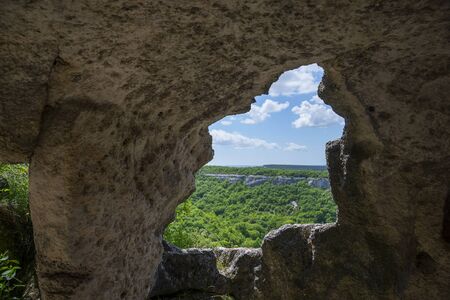 Inside in cave town Chufut-kale, Crimea