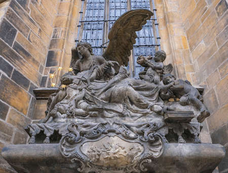 PRAGUE / CZECH REPUBLIC - MARCH 28, 2019: Sculptures on the Saint Vitus Cathedralのeditorial素材
