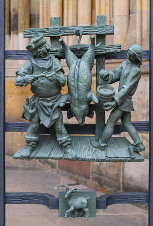 PRAGUE / CZECH REPUBLIC - MARCH 28, 2019: Sculptures of signs of the zodiac. The Saint Vitus Cathedralのeditorial素材