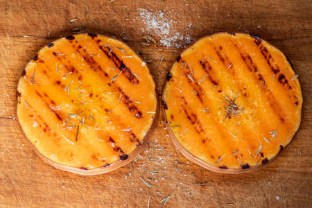 Grilled pumpkin with spicies, vegan food. Healthy lifestyle conceptの写真素材