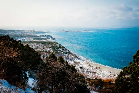 Utrish, winter landscape. View on the Black seaの写真素材