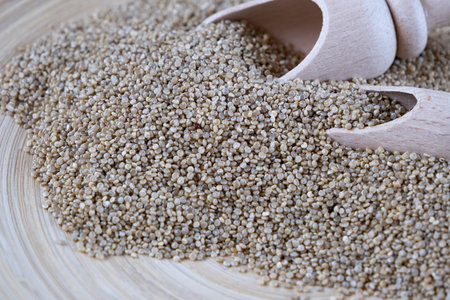 Quinoa real seeds close up, top viewの写真素材
