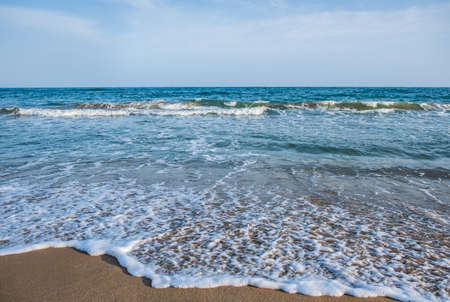 Beach of Mediterranean sea in the Calafell, Spain