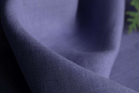 Linen fabric, lavender background. Soft linen lavender fabric texture. Textured fabric background. Macro with shallow dof. Trendy color 2022 - Very Periの写真素材