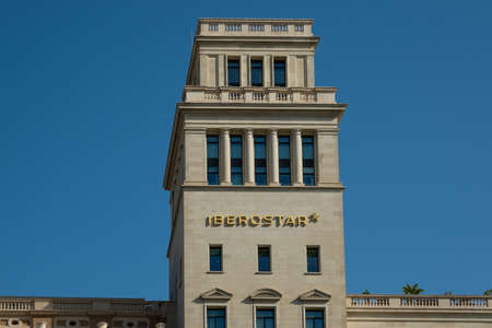 Barcelona, Catalonia, Spain - May 22, 2022: Iberostar Hotel on the Catalunya square. Tourism in...