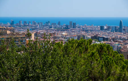 Panoramic view of Barcelona city, Spainの写真素材