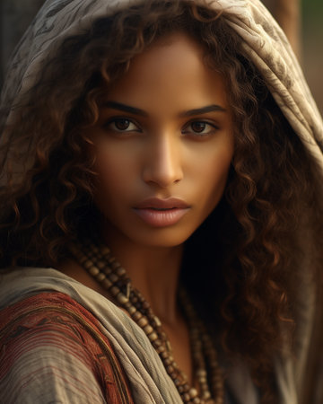 Beautiful Ethiopian woman, close-upの素材