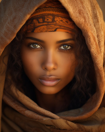 Beautiful Ethiopian woman, close-upの素材