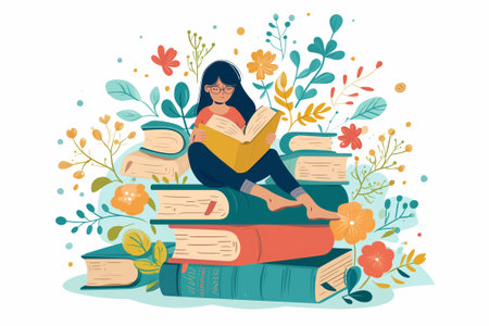 International literacy day, vector illustration. Education learning conceptの素材