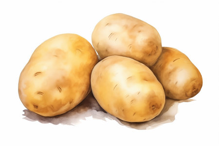 watercolor potatoes isolated on white backgroundの素材