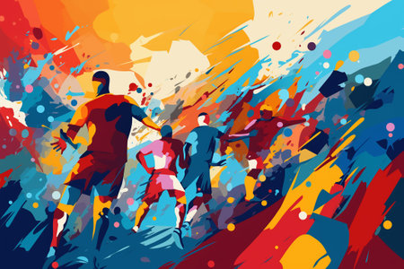 Abstract colored illustration of football gameの素材
