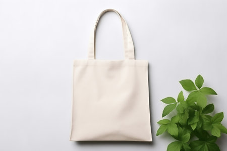 Empty reusable canvas tote bag mockup. Natural canvas eco-friendly shopper bag, Mockup for presentation of design or brandの素材