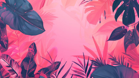 Abstract art botanical pink background vectorの素材