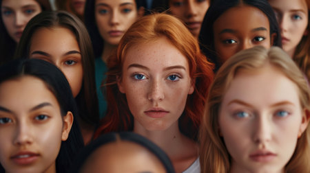 Portrait of a diverse group of beautiful women with natural beauty and glowing smooth skinの素材