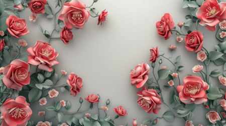 Red roses, floral background. 3d renderingの素材