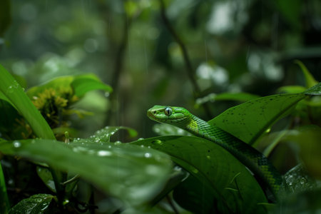 Green snake in rain forest, Thailandの素材