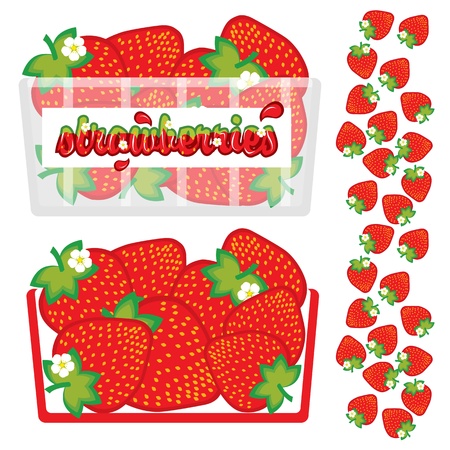 packaging of strawberriesのイラスト素材