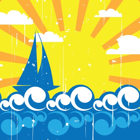 vector background with the shipのイラスト素材