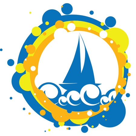 vector illustration of a ship at seaのイラスト素材