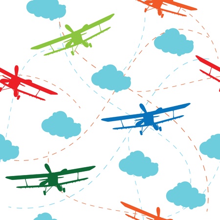 Seamless vector pattern of the planeのイラスト素材