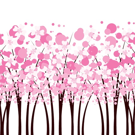trees with flowersのイラスト素材