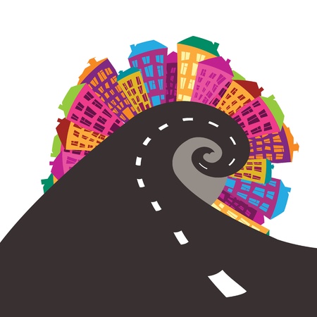 the town and the roadのイラスト素材