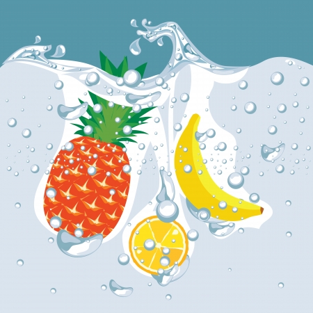 vector of the fruit under waterのイラスト素材