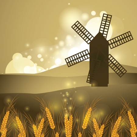 illustration of the wheat millのイラスト素材