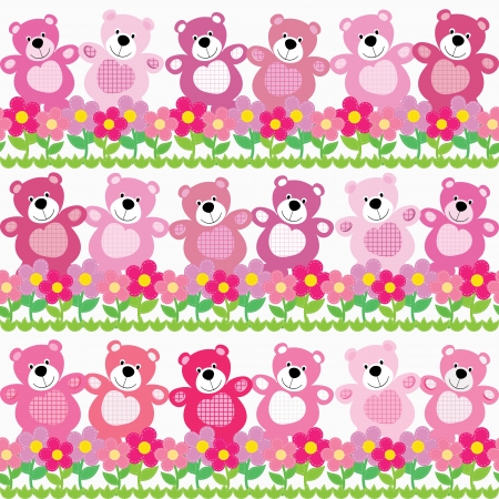 Vector seamless pattern of a toy teddy bearのイラスト素材